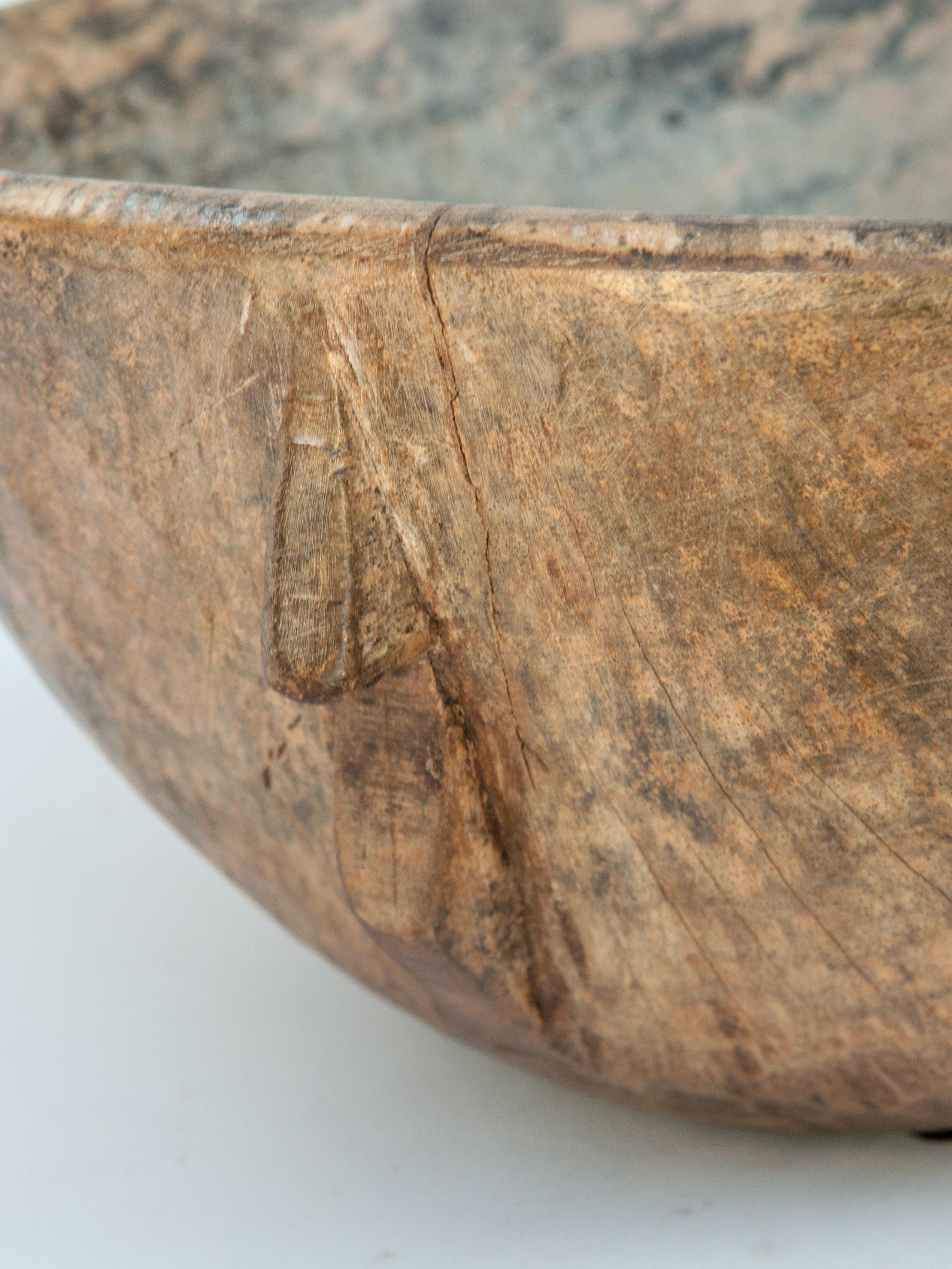 Tribal Light Colored, Spalted Wooden Bowl, Fulani of Niger, Mid-20th Century 1