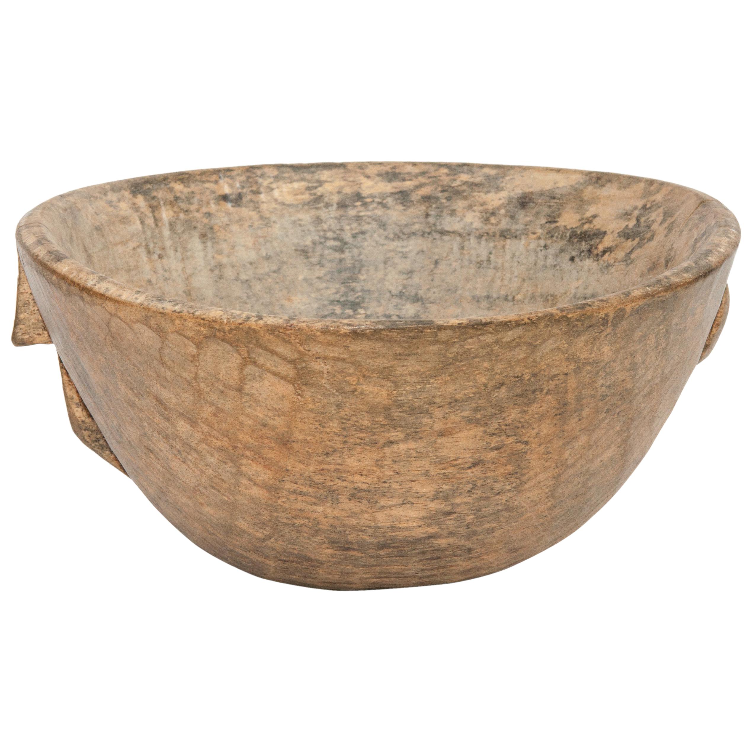 Tribal Light Colored, Spalted Wooden Bowl, Fulani of Niger, Mid-20th Century