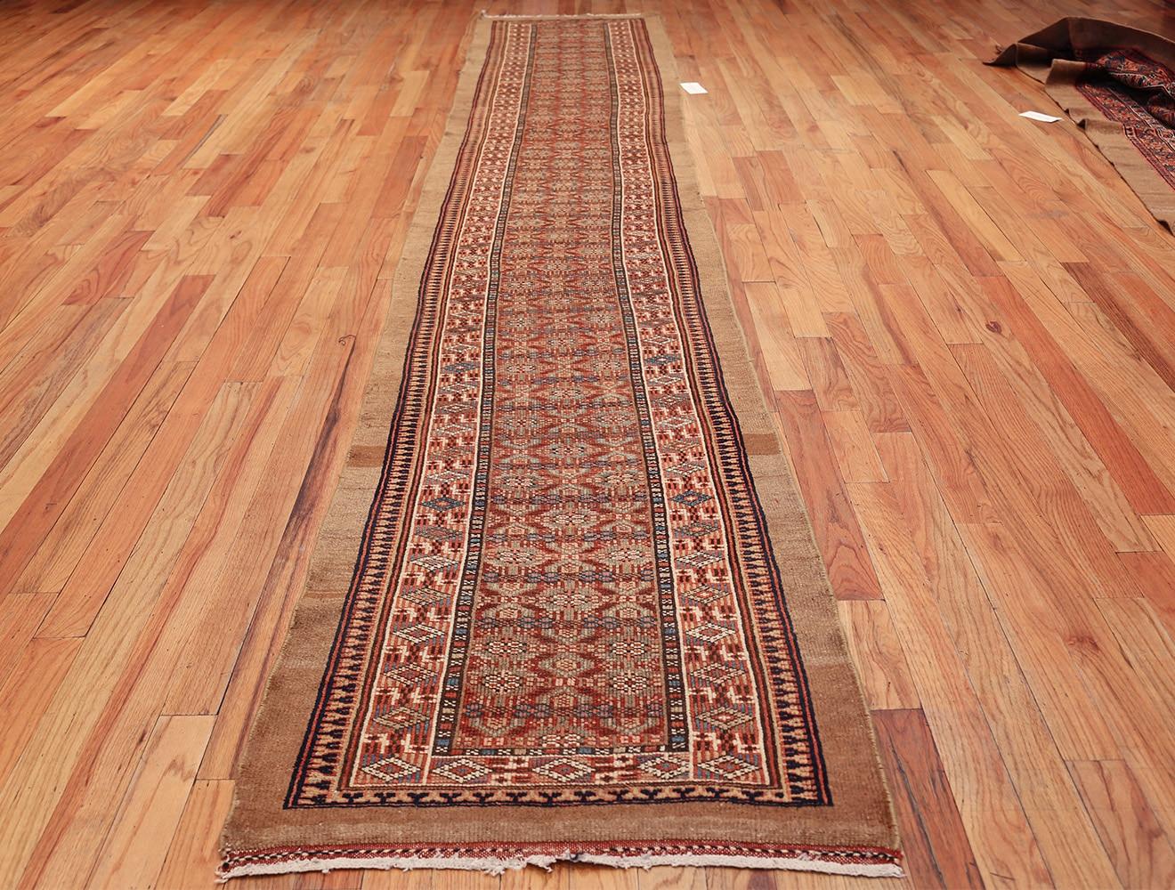 Tribal Long and Narrow Antique Persian Serab Runner Rug. Size: 2 ft 8 in x 16 ft 2