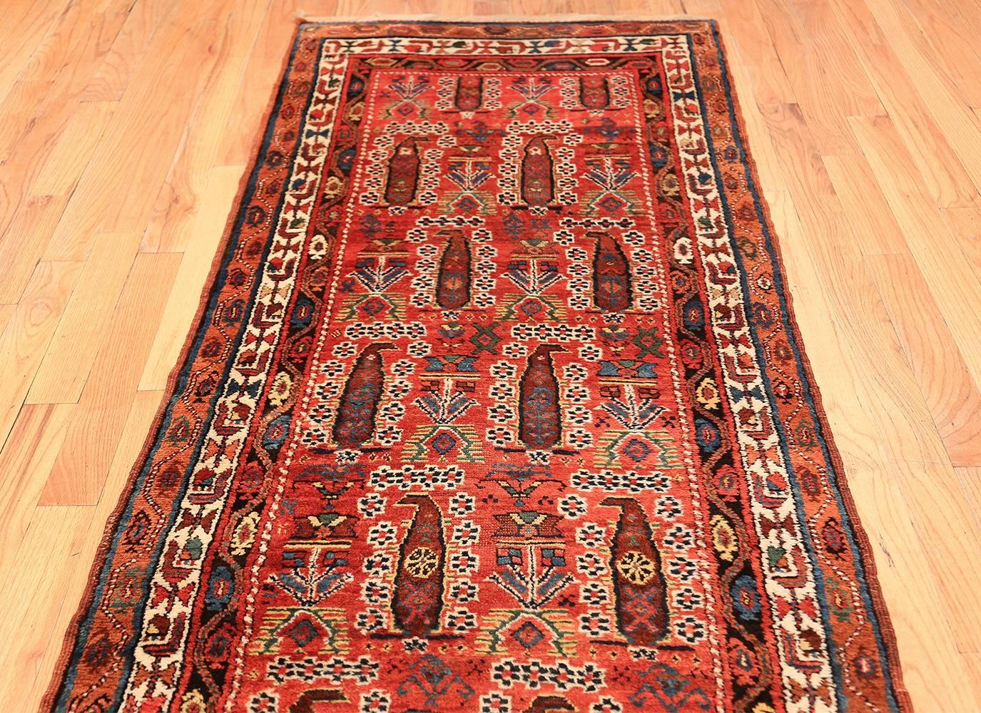 Tribal Long and Narrow Persian Kurdish Paisley Runner Rug In Excellent Condition In New York, NY