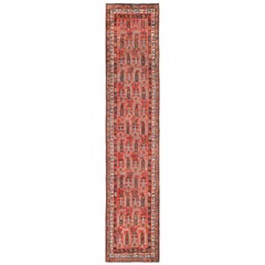 Tribal Long and Narrow Persian Kurdish Paisley Runner Rug