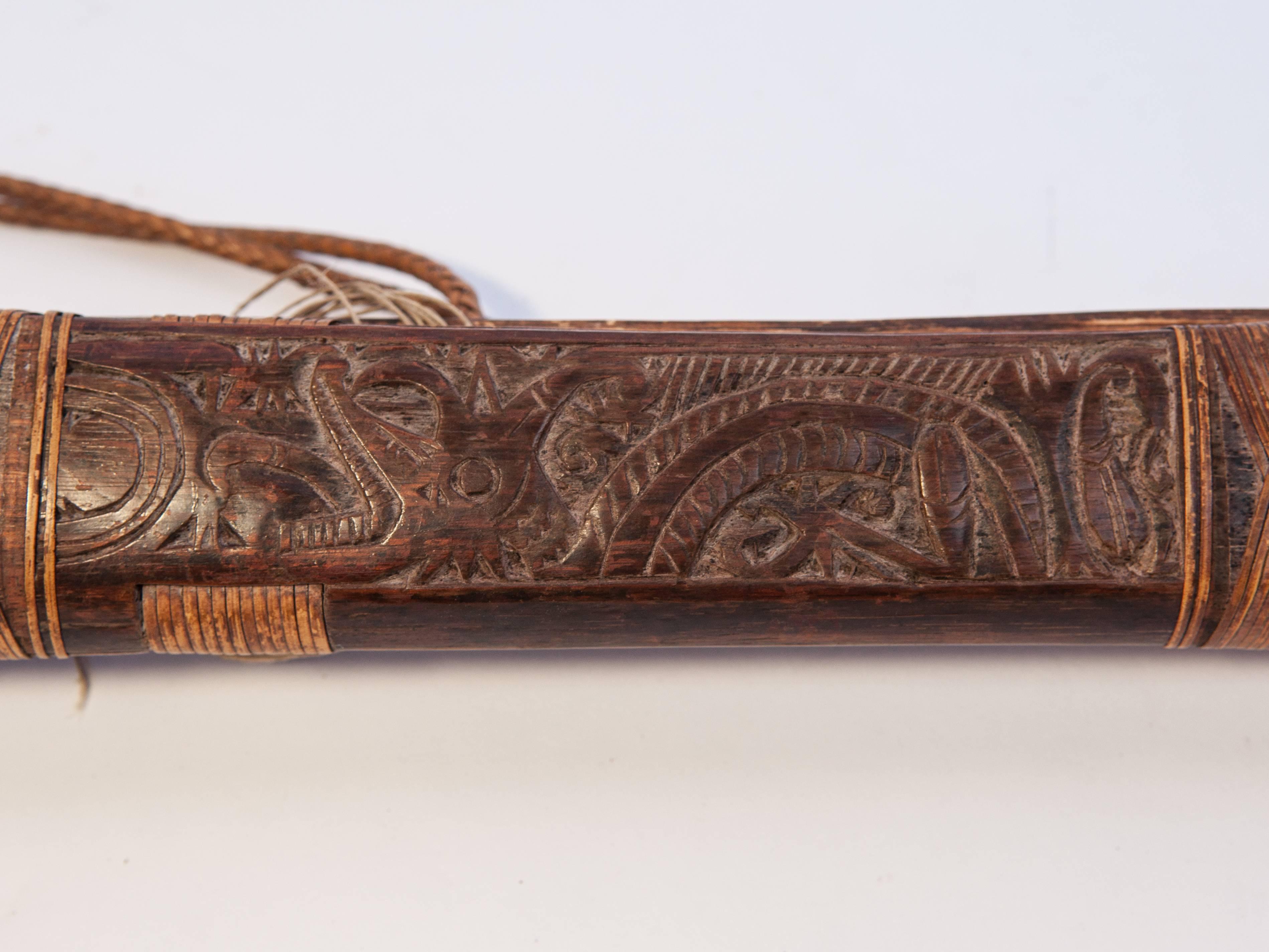 Tribal Mandau Sword with Scabbard from the Dayak of Borneo, Early 20th Century 2