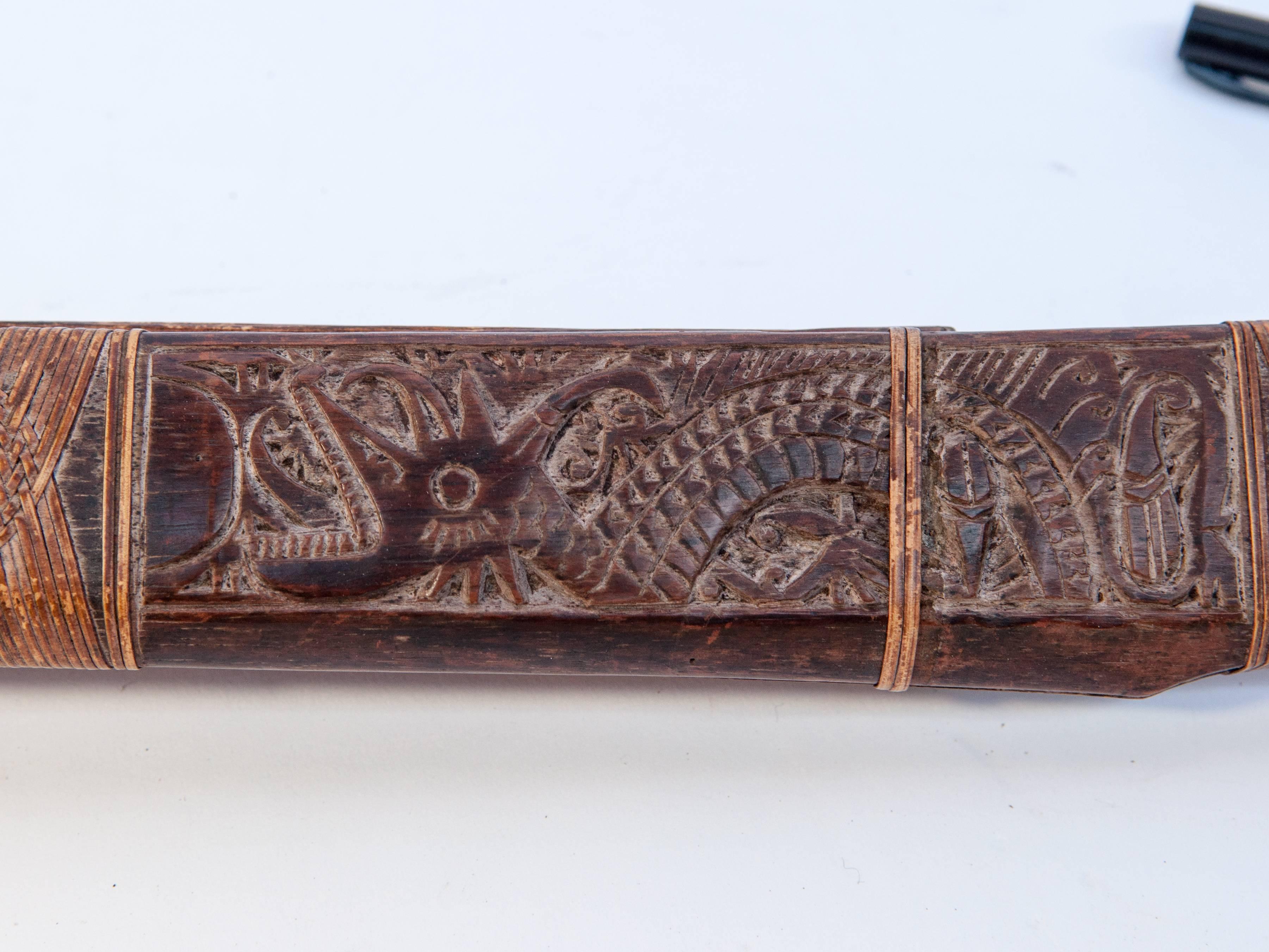 Tribal Mandau Sword with Scabbard from the Dayak of Borneo, Early 20th Century 3