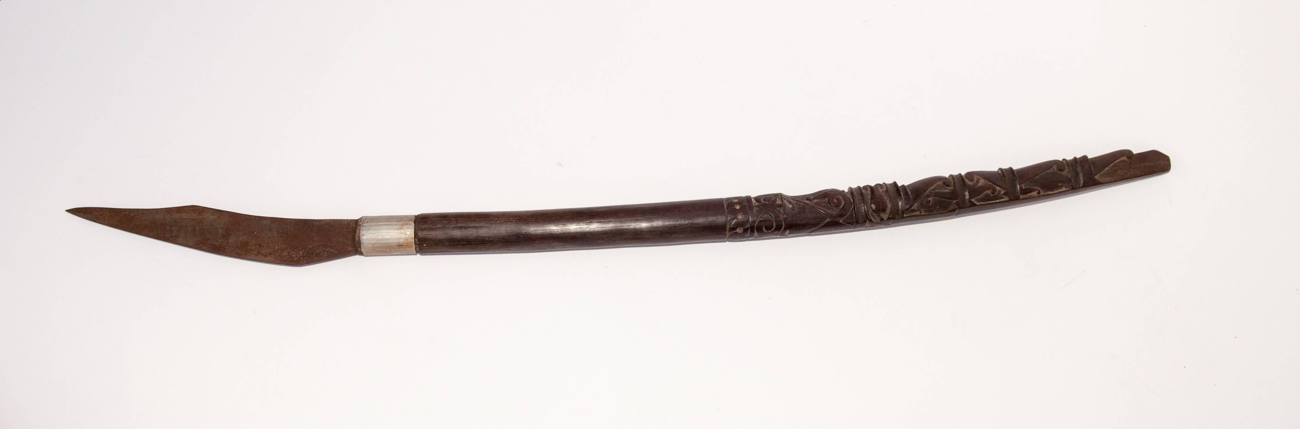 Tribal Mandau Sword with Scabbard from the Dayak of Borneo, Early 20th Century 9