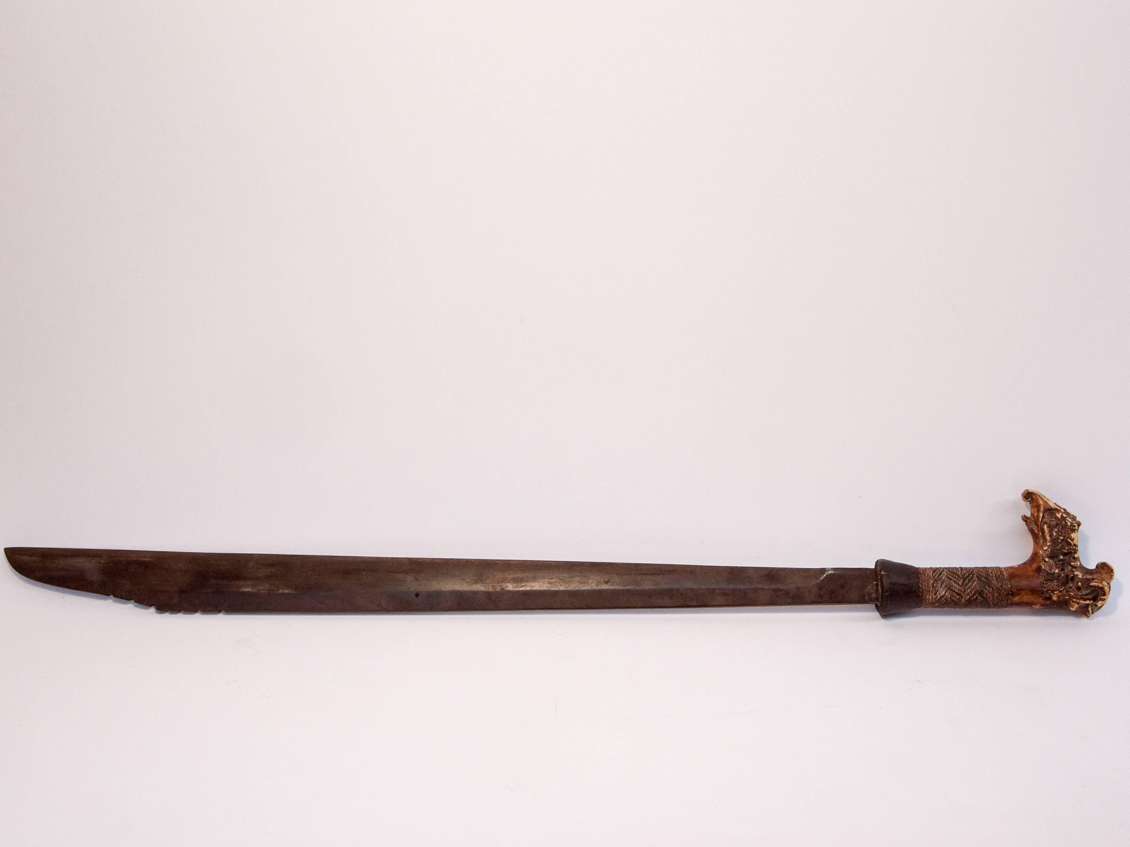 Tribal Mandau Sword with Scabbard from the Dayak of Borneo, Early 20th Century 10