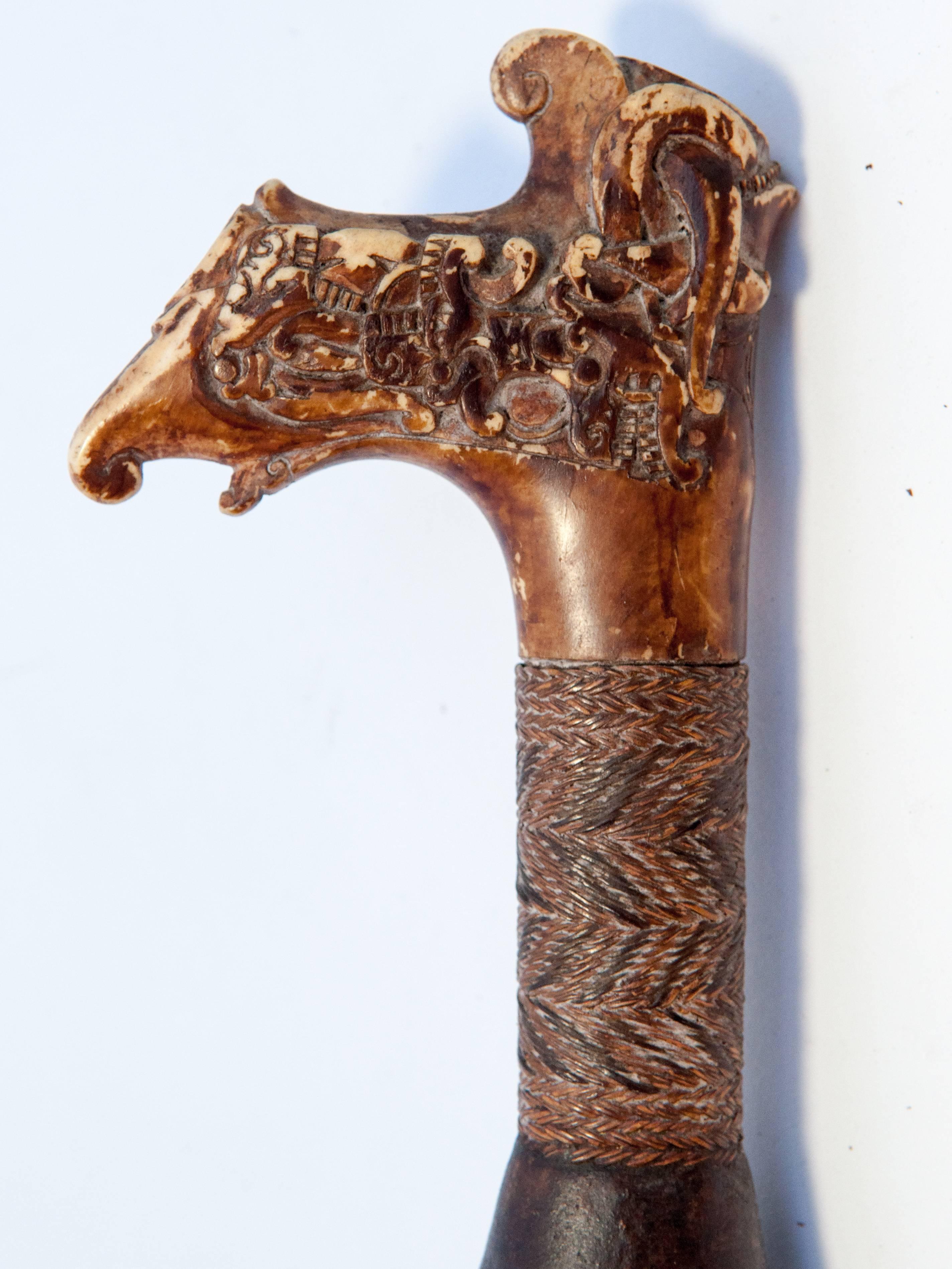 Indonesian Tribal Mandau Sword with Scabbard from the Dayak of Borneo, Early 20th Century