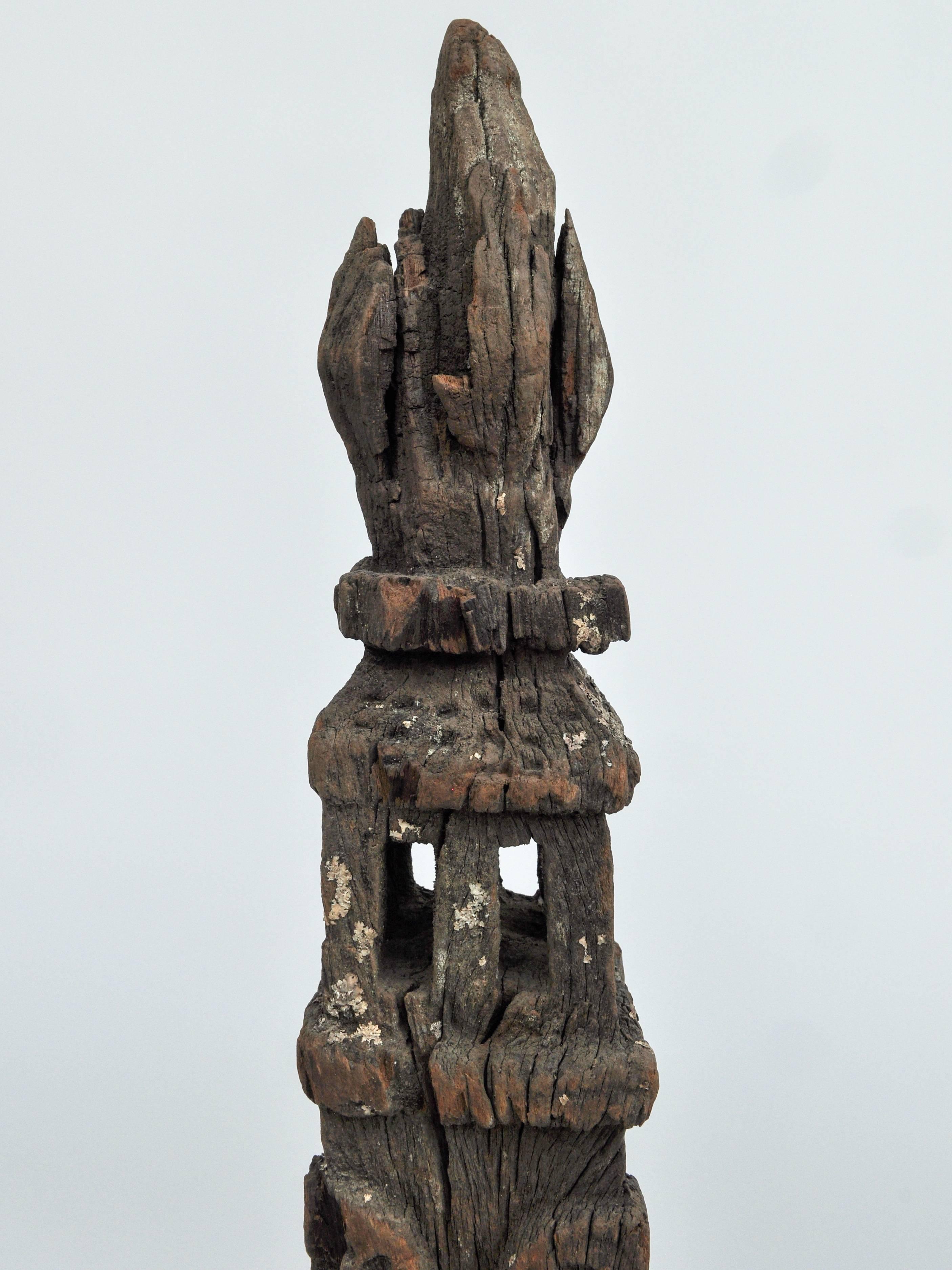 Tribal Marking Posts from West Nepal, Set of Three, Early to Mid-20th Century In Distressed Condition In Point Richmond, CA