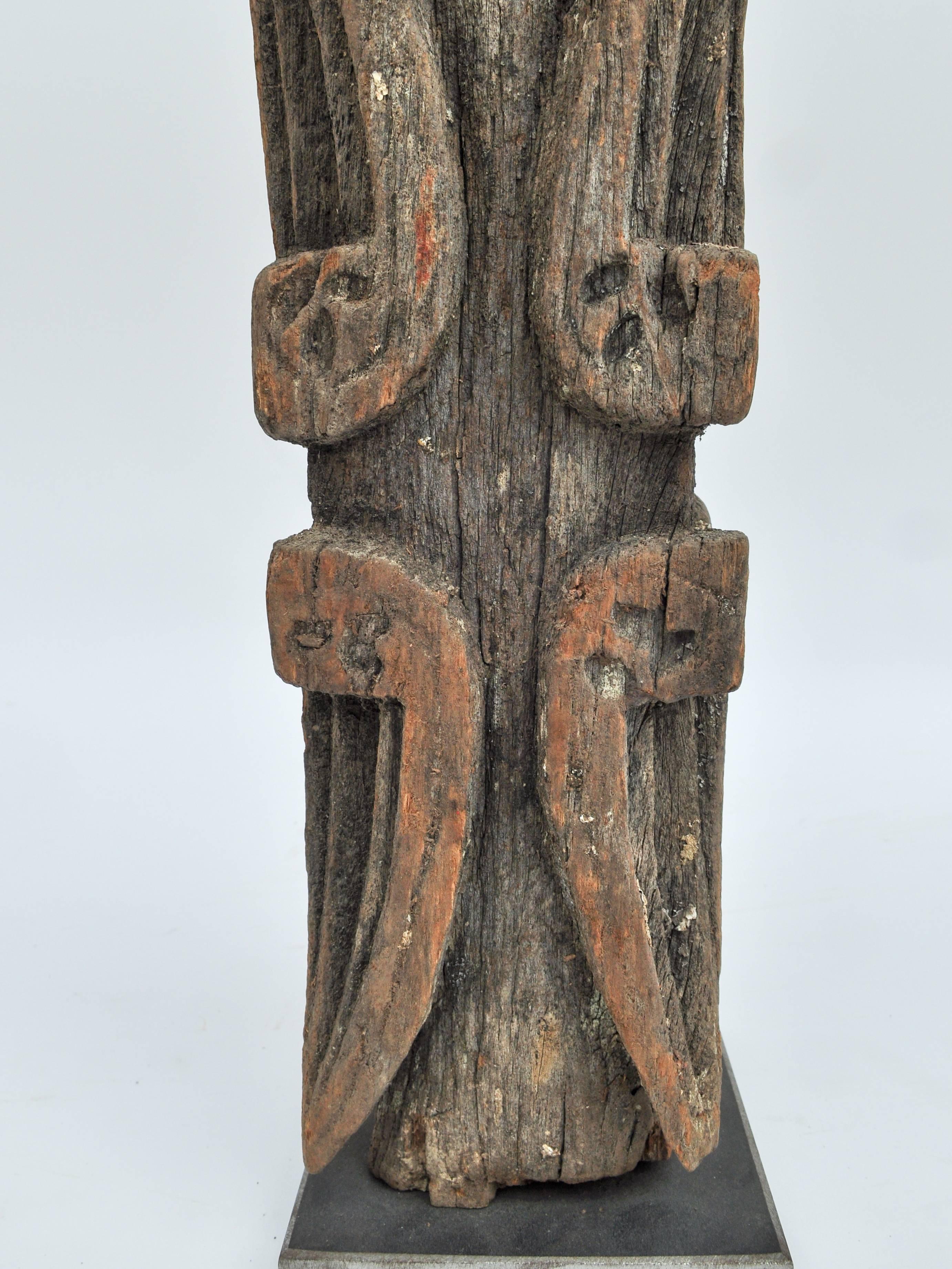 Wood Tribal Marking Posts from West Nepal, Set of Three, Early to Mid-20th Century