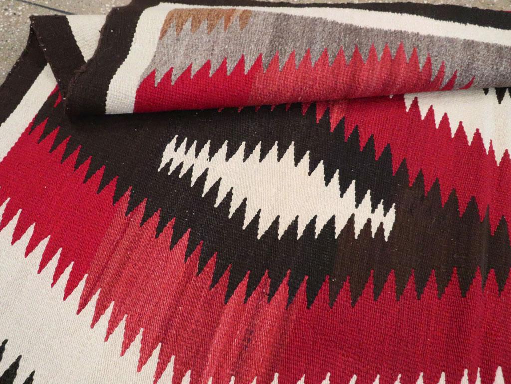 Tribal Mid-20th Century Handmade American Flatweave Navajo Square Accent Rug For Sale 4