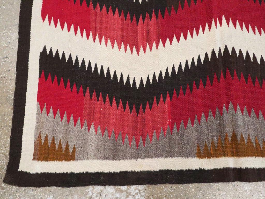 Tribal Mid-20th Century Handmade American Flatweave Navajo Square Accent Rug For Sale 1