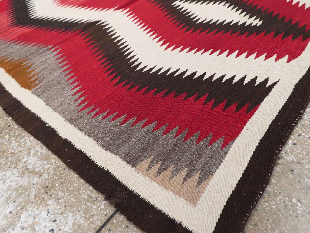 Tribal Mid-20th Century Handmade American Flatweave Navajo Square Accent Rug For Sale 2