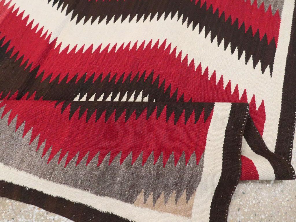 Tribal Mid-20th Century Handmade American Flatweave Navajo Square Accent Rug For Sale 3