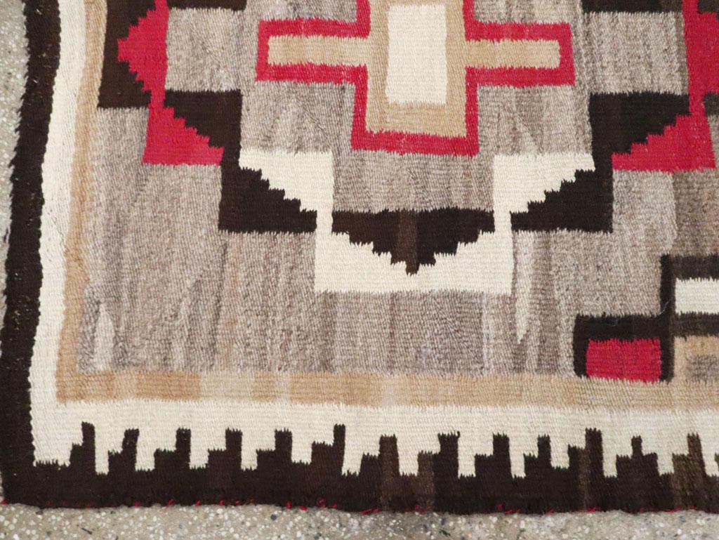 Wool Tribal Mid-20th Century Handmade American Flatweave Navajo Throw Rug For Sale