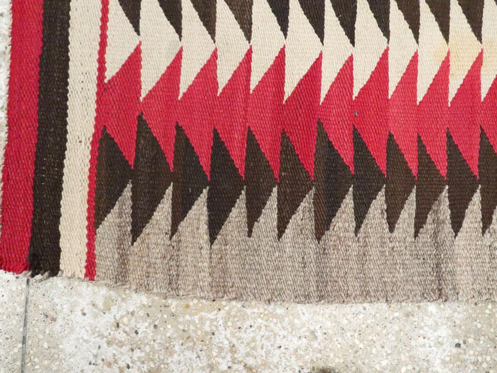 Tribal Mid-20th Century Handmade American Flatweave Navajo Throw Rug For Sale 2