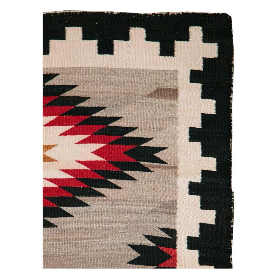 Hand-Woven Tribal Mid-20th Century Handmade American Navajo Flatwoven Throw Rug