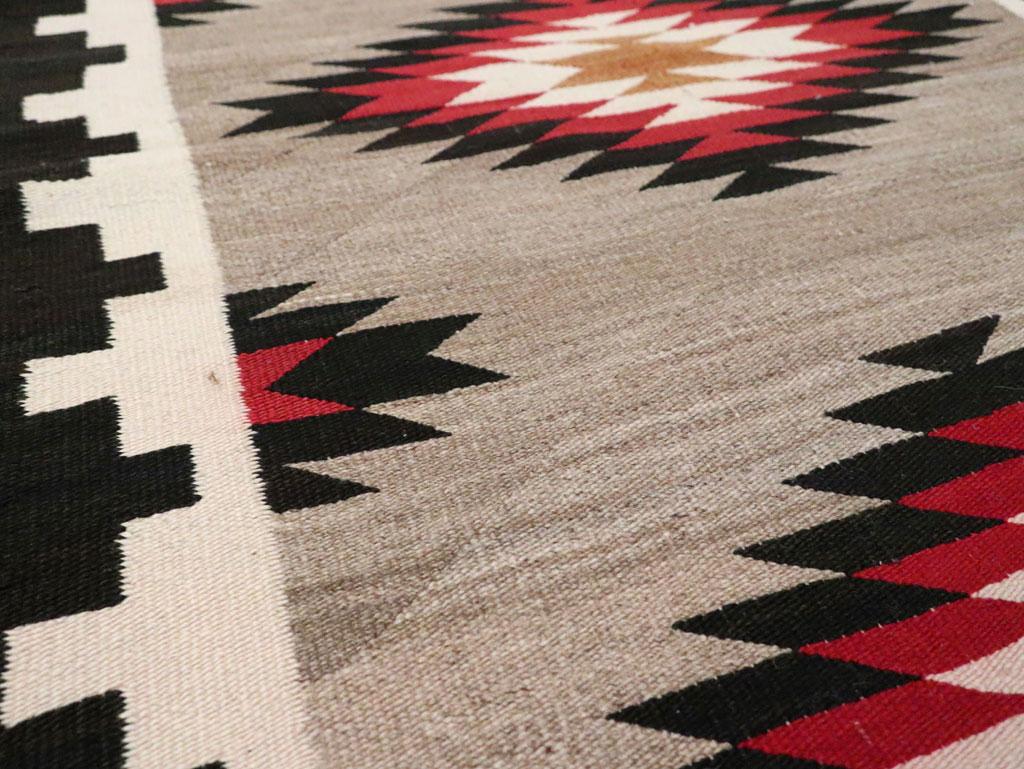Wool Tribal Mid-20th Century Handmade American Navajo Flatwoven Throw Rug