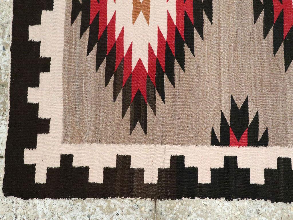 Tribal Mid-20th Century Handmade American Navajo Flatwoven Throw Rug 3