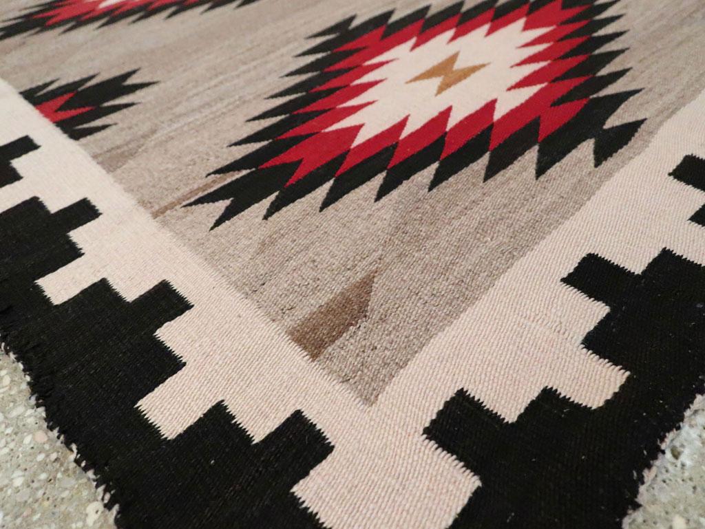 Tribal Mid-20th Century Handmade American Navajo Flatwoven Throw Rug 4