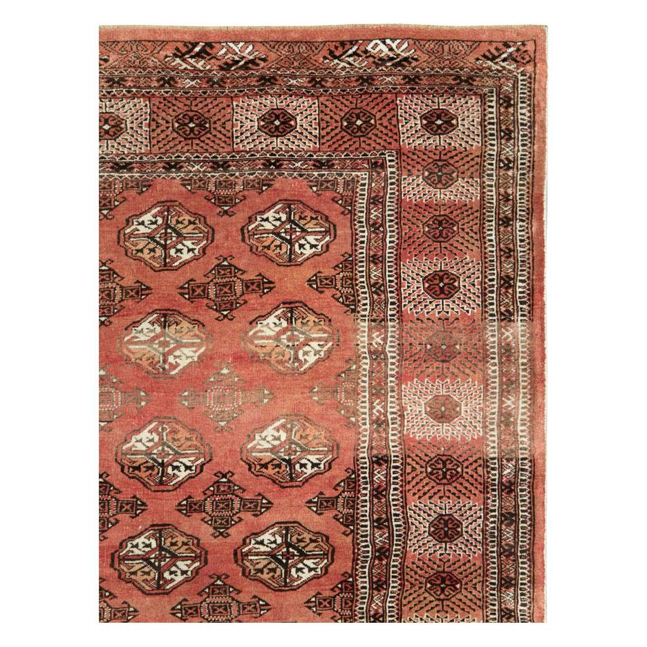 Hand-Knotted Tribal Mid-20th Century Handmade Central Asian Turkoman Large Room Size Carpet For Sale