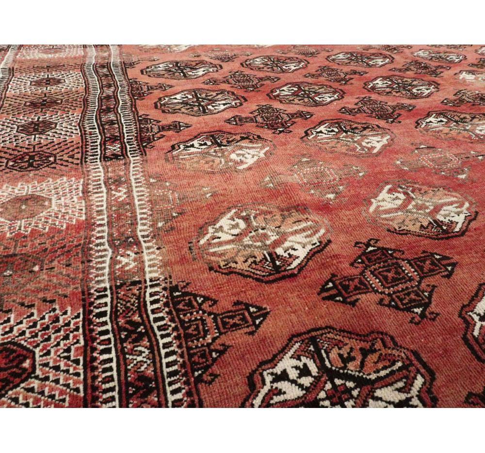 Wool Tribal Mid-20th Century Handmade Central Asian Turkoman Large Room Size Carpet For Sale