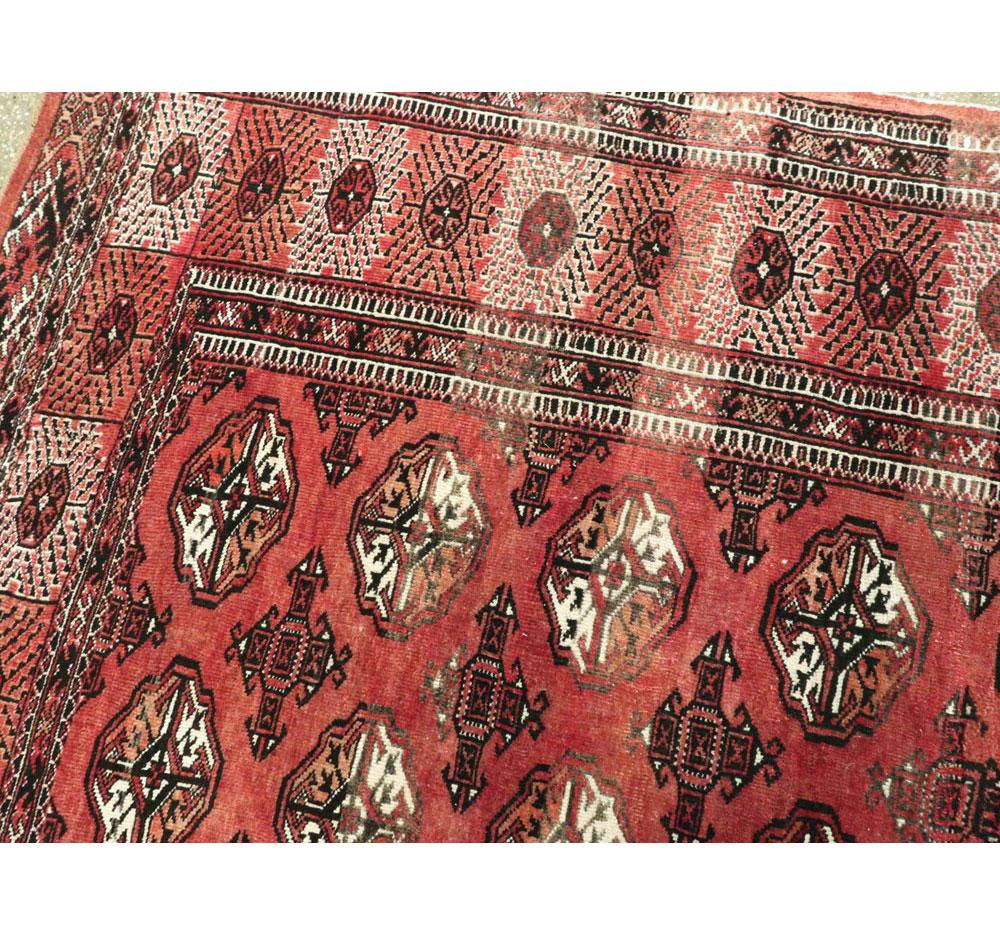 Tribal Mid-20th Century Handmade Central Asian Turkoman Large Room Size Carpet For Sale 1