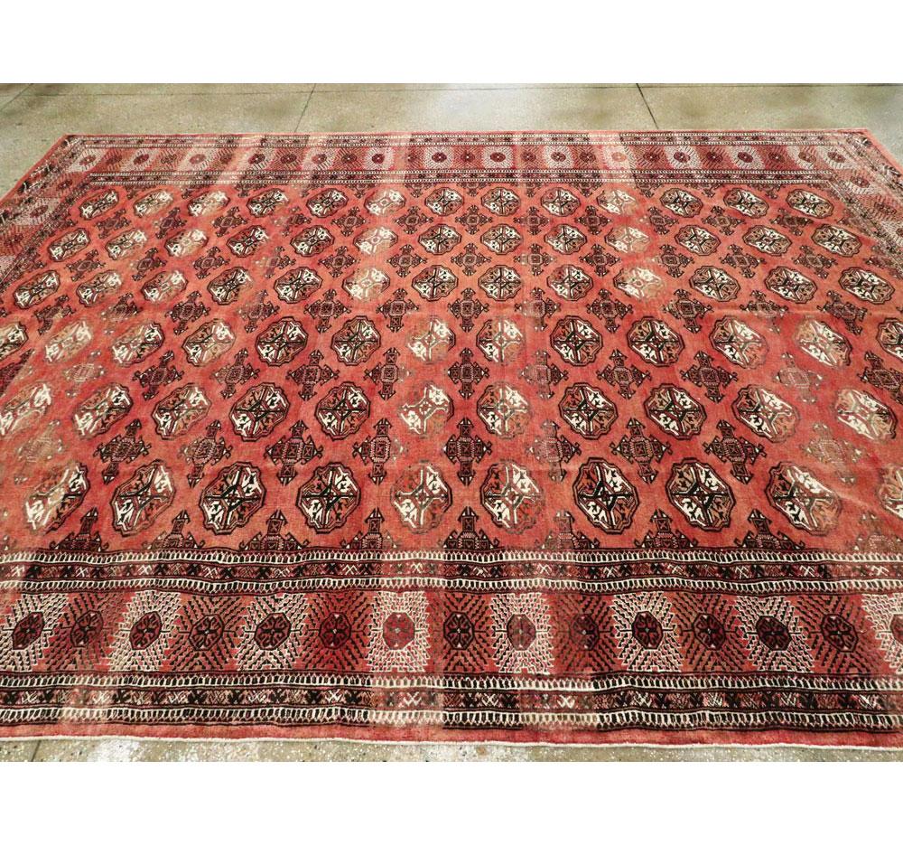 Tribal Mid-20th Century Handmade Central Asian Turkoman Large Room Size Carpet For Sale 3