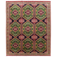 Tapis tribal turkoman d'Asie centrale fait main du milieu du 20e siècle, de taille standard