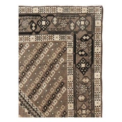 Tribal Mid-20th Century Handmade Persian Afshar Throw Rug in Brown and Cream