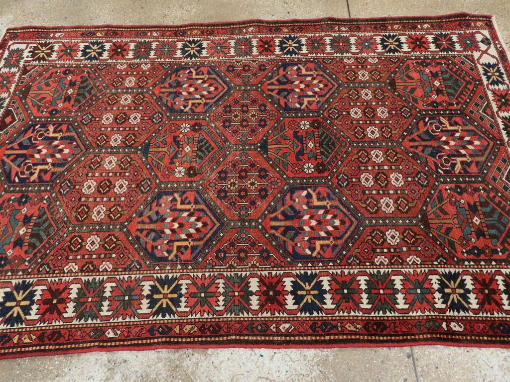 Wool Tribal Mid-20th Century Handmade Persian Bakhtiari Accent Rug For Sale