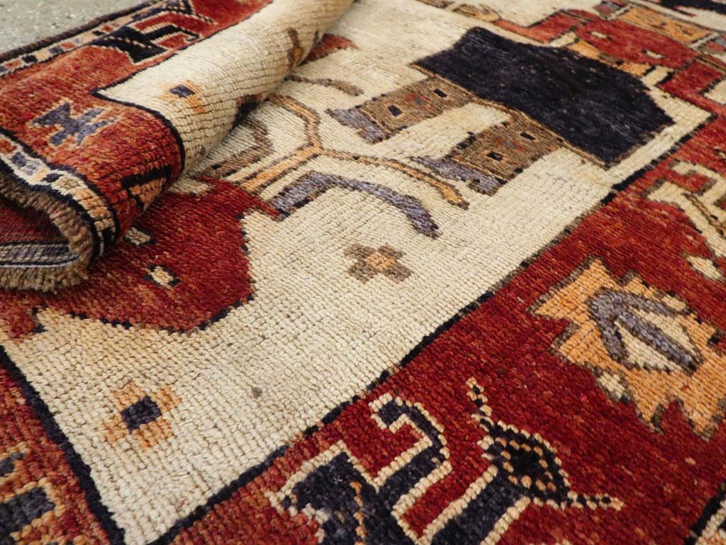 Tribal Mid-20th Century Handmade Persian Bakhtiari Pictorial Gallery Rug For Sale 4