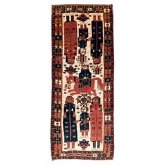 Handgefertigter persischer Bakhtiari-Bilderteppich, Stammeskunst, Mitte des 20. Jahrhunderts