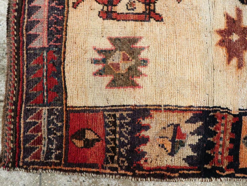 Tribal Mid-20th Century Handmade Persian Bakhtiari Pictorial Square Accent Rug For Sale 1