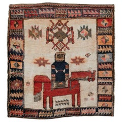 Tribal Mitte des 20. Jahrhunderts handgefertigte persische Bakhtiari malerischen Platz Akzent Teppich