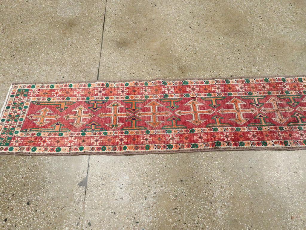 Tribal Mid-20th Century Handmade Persian Turkoman Runner For Sale 1