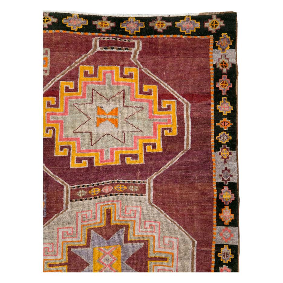 Hand-Knotted Tribal Mid-20th Century Handmade Turkish Anatolian Room Size Carpet