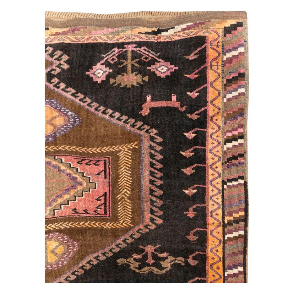 Hand-Knotted Tribal Mid-20th Century Handmade Turkish Anatolian Room Size Carpet For Sale