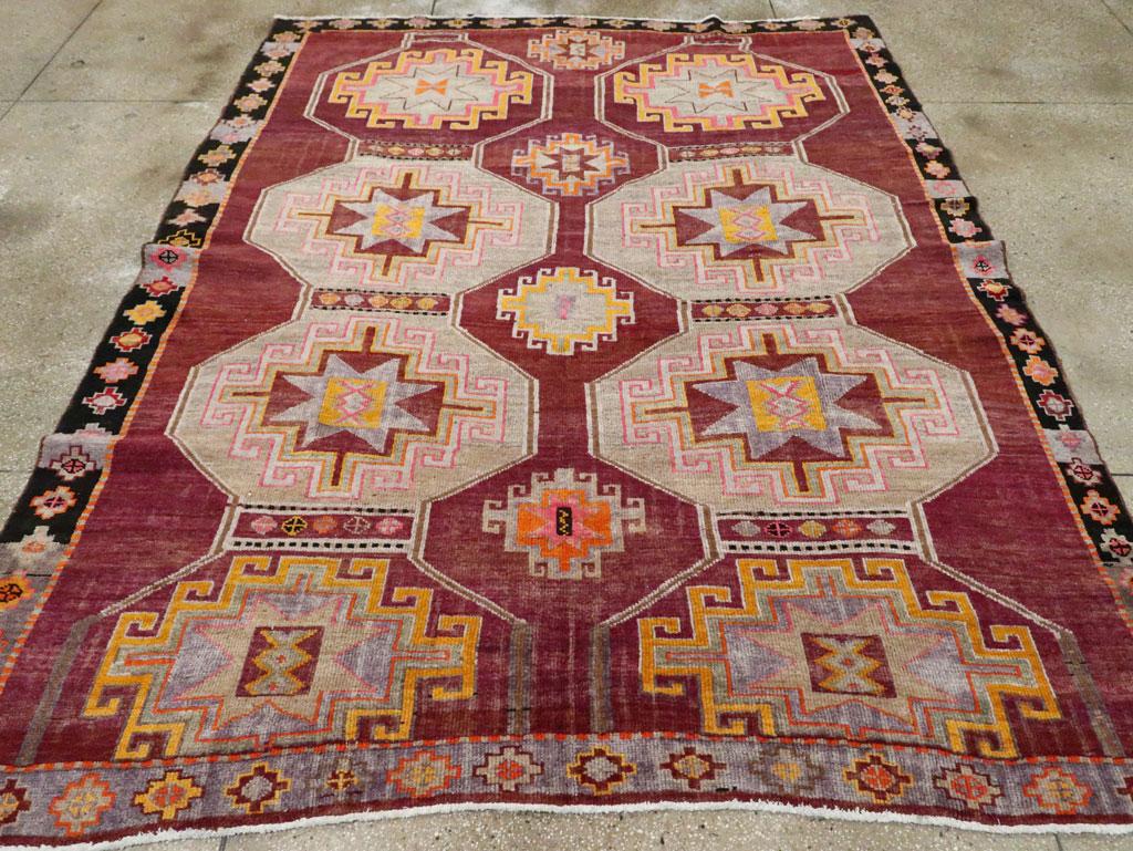 Wool Tribal Mid-20th Century Handmade Turkish Anatolian Room Size Carpet