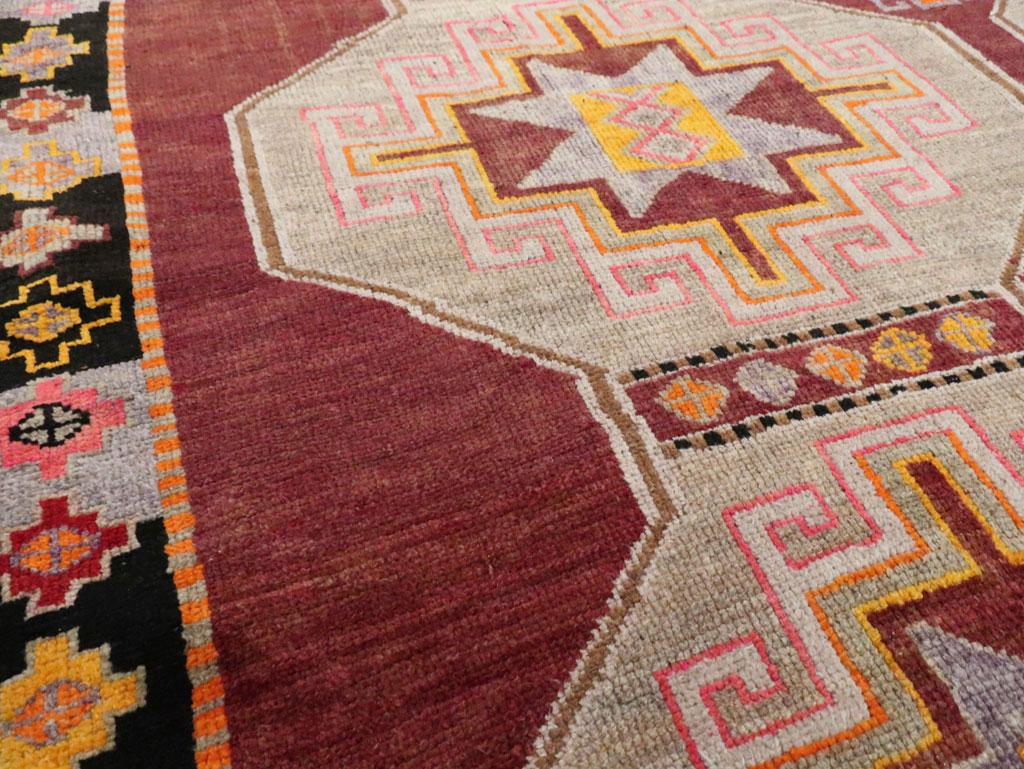 Tribal Mid-20th Century Handmade Turkish Anatolian Room Size Carpet 1