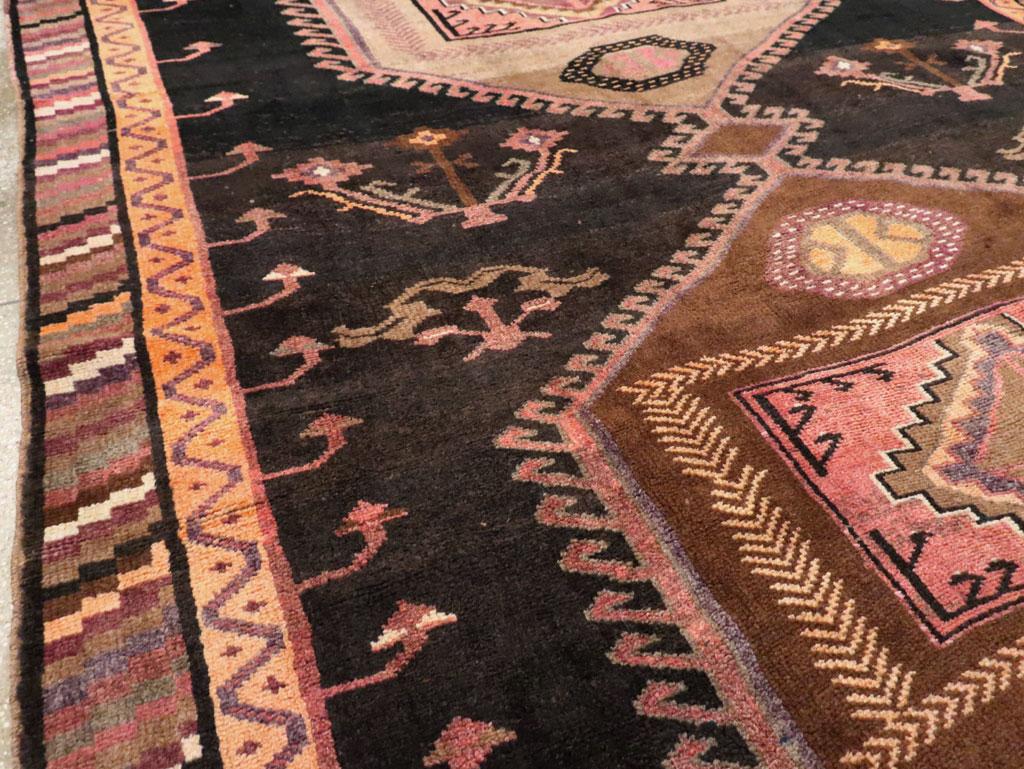 Wool Tribal Mid-20th Century Handmade Turkish Anatolian Room Size Carpet For Sale