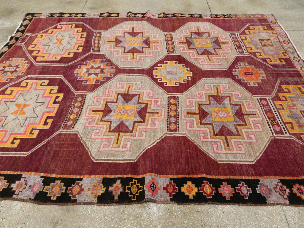 Tribal Mid-20th Century Handmade Turkish Anatolian Room Size Carpet 2