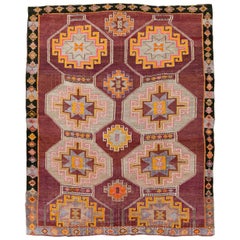 Tribal Mid-20th Century Handmade Turkish Anatolian Room Size Carpet