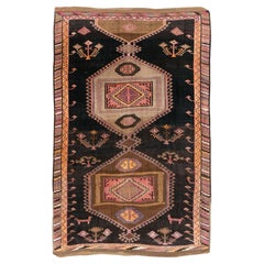 Alfombra tribal de Anatolia turca hecha a mano a mediados del siglo XX, tamaño habitación
