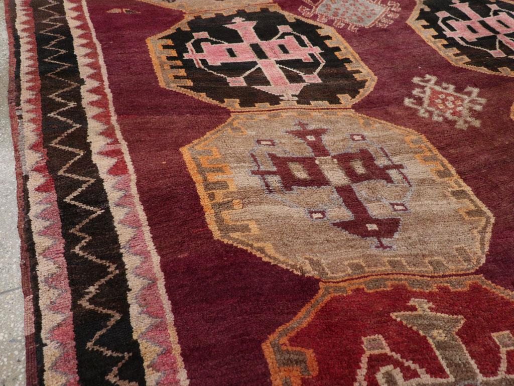 Hand-Knotted Tribal Mid-20th Century Handmade Turkish Anatolian Small Room Size Carpet For Sale