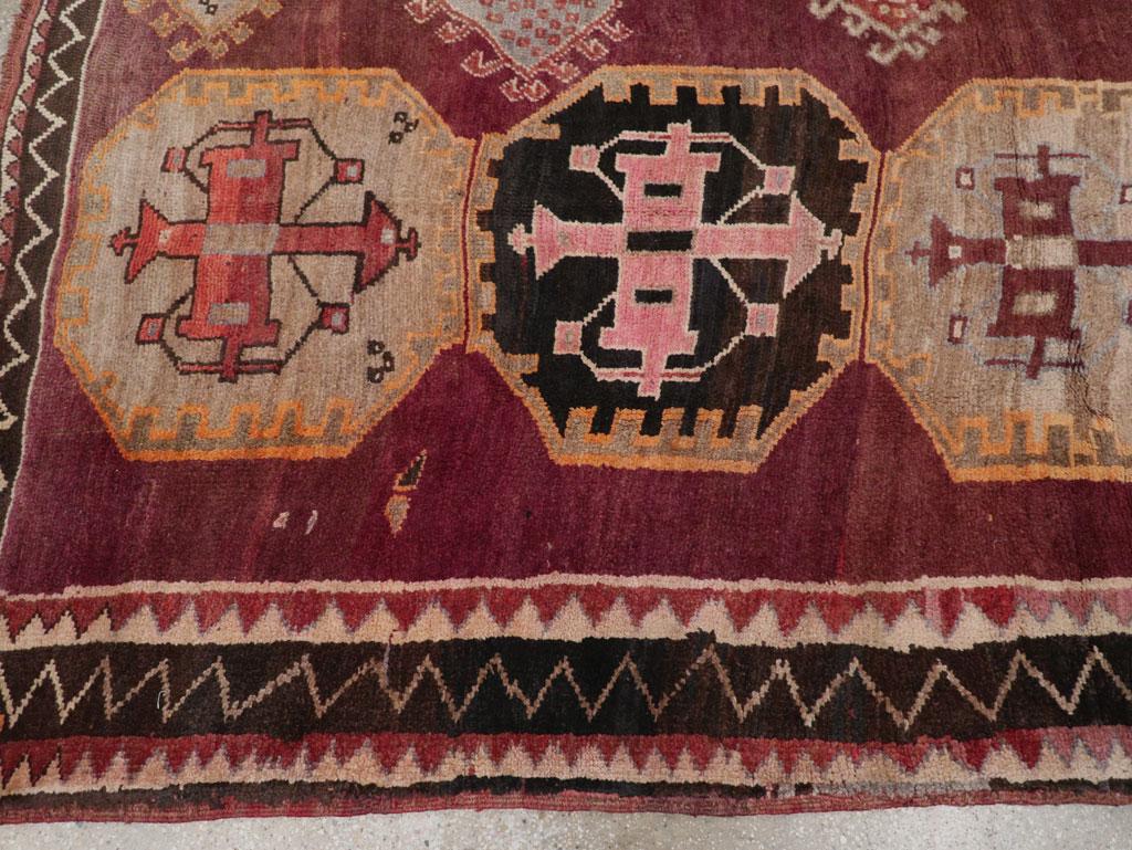 Wool Tribal Mid-20th Century Handmade Turkish Anatolian Small Room Size Carpet For Sale