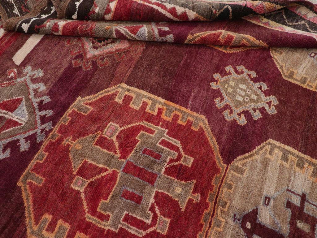 Tribal Mid-20th Century Handmade Turkish Anatolian Small Room Size Carpet For Sale 3