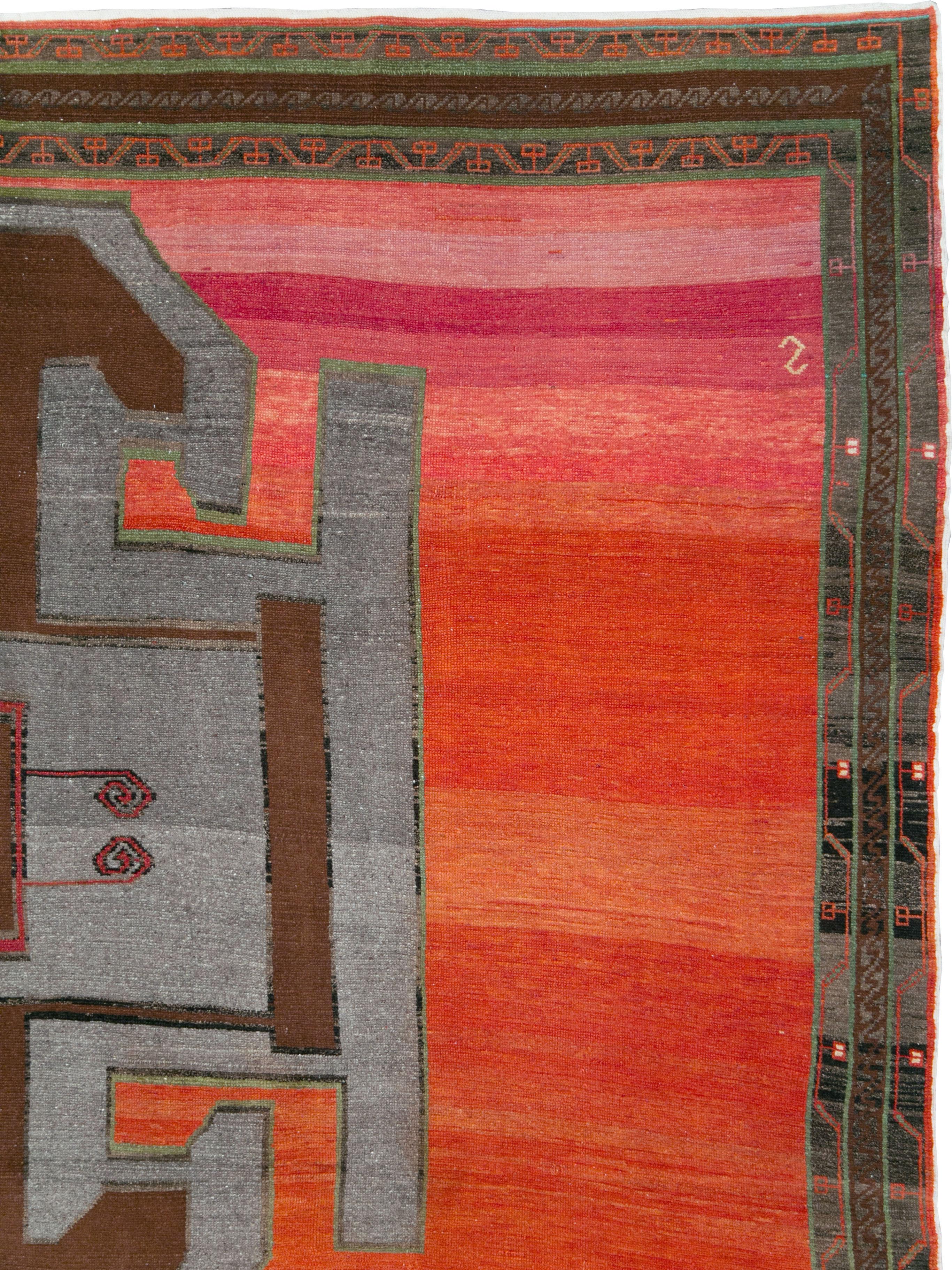 Tribal Mid-20th Century Handmade Turkish Anatolian Square Room Size Carpet In Good Condition For Sale In New York, NY