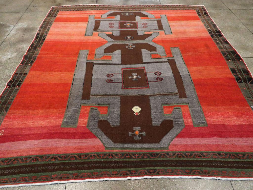 Wool Tribal Mid-20th Century Handmade Turkish Anatolian Square Room Size Carpet For Sale