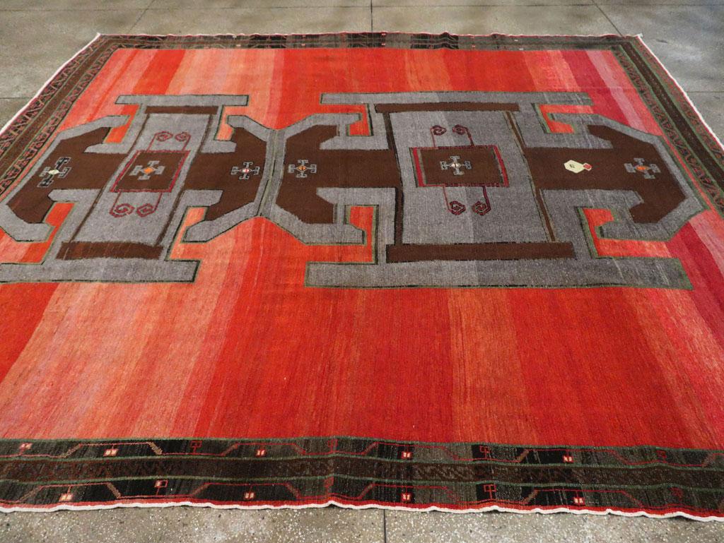 Tribal Mid-20th Century Handmade Turkish Anatolian Square Room Size Carpet For Sale 2