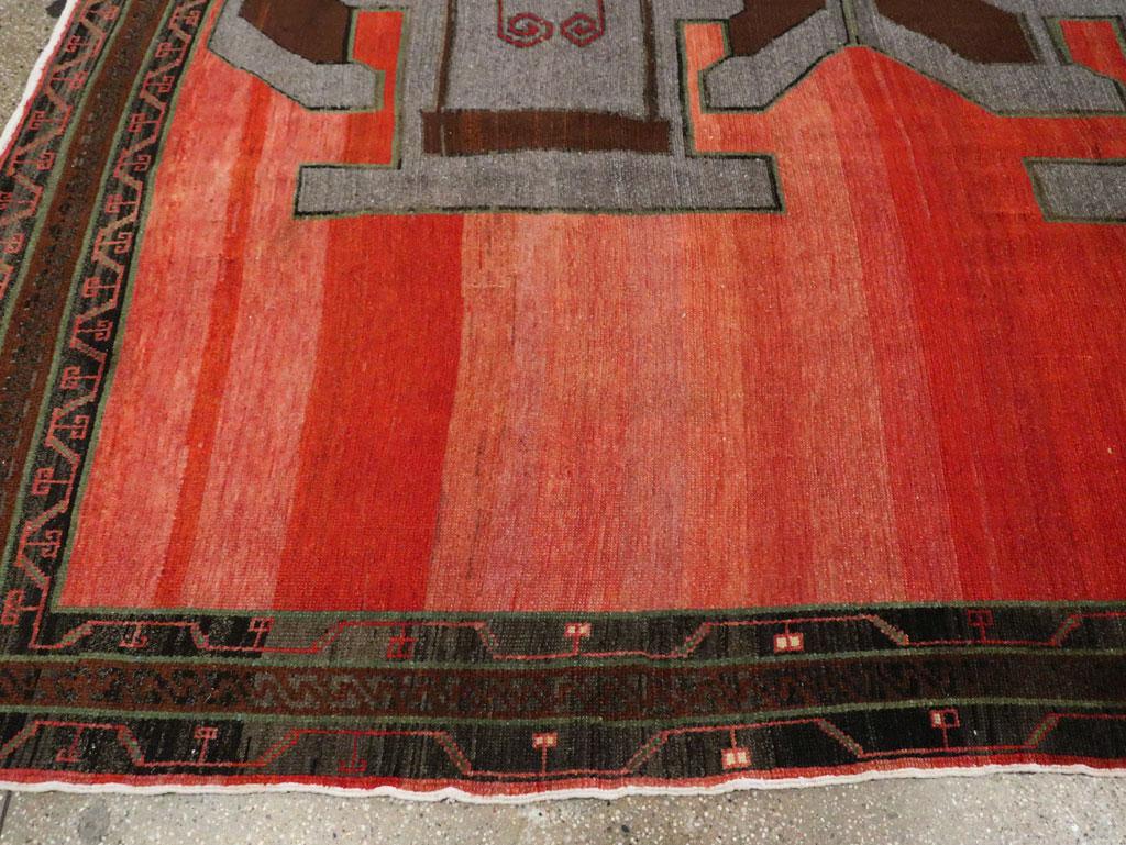 Tribal Mid-20th Century Handmade Turkish Anatolian Square Room Size Carpet For Sale 3