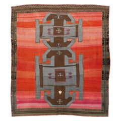 Vintage Tribal Mid-20th Century Handmade Turkish Anatolian Square Room Size Carpet
